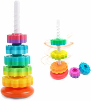 Brinquedos de Classificação e Empilhamento |   Brinquedo de Empilhar para Bebês, Brinquedo de Empilhar Premium para Crianças, Brinquedo de Girar para Bebês, Brinquedo de Empilhar para Bebês e Crianças Pequenas, Brinquedos Educativos para Aprendizagem de Crianças, Brinquedos de Empilhar e Girar para Autismo, Brinquedos de Roda Giratória Arco-Íris Brinquedos de Classificação e Empilhamento Brinquedos de Classificação e Empilhamento