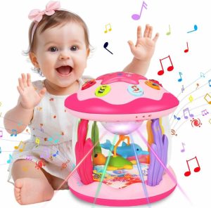 Brinquedos Musicais |   Brinquedos para Bebês de 6 a 12 Meses: Brinquedos Musicais com Luz Rotativa do Oceano para Bebês e Crianças de 1 a 2 Anos – Brinquedos de Aprendizado para Bebês de 6 a 12 Meses (Rosa) Brinquedos Musicais Brinquedos Musicais