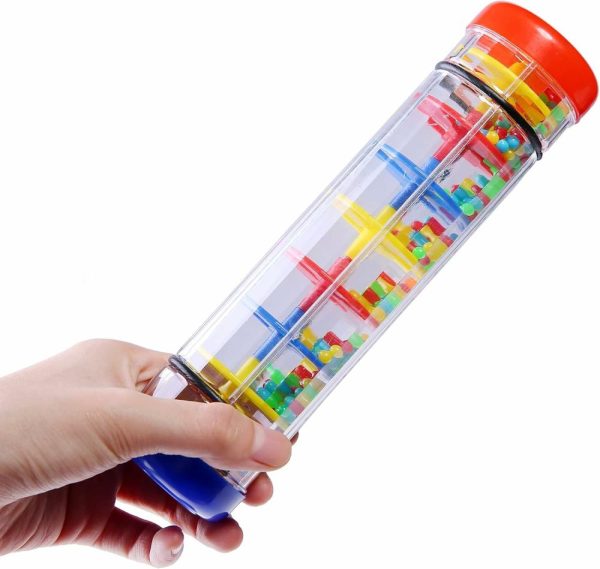 Chocalhos e Anéis de Pelúcia |   2 Pacote de Instrumento Musical Rainmaker Rain Stick para Bebês, Crianças e Meninos – Tubo de Chocalho de 8 Polegadas, Brinquedo Shaker Rainstick Chocalhos e Anéis de Pelúcia Chocalhos e Anéis de Pelúcia