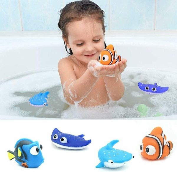 Brinquedos de Banho |   Brinquedos de Banho para Crianças, Brinquedos de Água em Forma de Tubarão, 4 Peças de Brinquedos para Bebês na Piscina, Presentes de Aniversário para o Verão, Atividades na Piscina Brinquedos de Banho Brinquedos de Banho