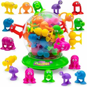 Brinquedos de Banho |   Os Brinquedos de Ventosa Originais em Container de UFO – 35 Peças – Jogo Sensorial para Banho Infantil Brinquedos de Banho Brinquedos de Banho