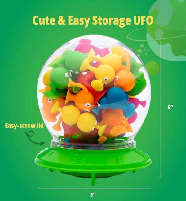 Brinquedos de Banho |   Os Brinquedos de Ventosa Originais em Container de UFO – 35 Peças – Jogo Sensorial para Banho Infantil Brinquedos de Banho Brinquedos de Banho