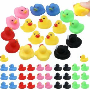 Brinquedos de Banho |   Pacote com 50 Patinhos de Borracha Mini Coloridos para Banho de Bebê – Ótimos para Jeep Ducking, Chuveiro, Festa de Aniversário e Presente de Jogo de Carnaval (4 cm x 3,8 cm x 3 cm, 6 Cores) Brinquedos de Banho Brinquedos de Banho