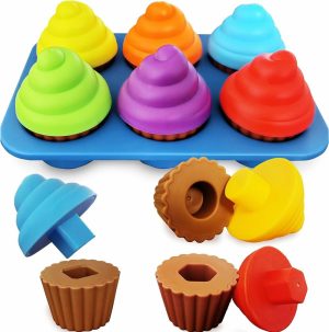 Brinquedos de Classificação e Empilhamento |   Brinquedo de Cupcake para Crianças – Brinquedo Educativo para Aprender Cores e Formas – Brinquedos de Classificação de Formas para Crianças – Manipulativos Geométricos Sensoriais para Crianças de 1 a 3 Anos – Brinquedos Montessori para Meninas e Meninos de 18 Meses. Brinquedos de Classificação e Empilhamento Brinquedos de Classificação e Empilhamento