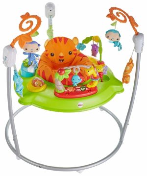 Centros de Atividades |   Centro de Atividades Jumperoo para Bebês Tiger Time com Assento Rotativo de 360 Graus, 3 Alturas Ajustáveis, Música, Luzes e Sons Centros de Atividades Centros de Atividades