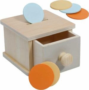 Brinquedos de Classificação e Empilhamento |   Caixa de Moedas Montessori – Brinquedos Montessori para Bebês de 1 Ano – Brinquedo de Madeira para Bebês – Bola com Gaveta para Queda de Moedas Brinquedos de Classificação e Empilhamento Brinquedos de Classificação e Empilhamento