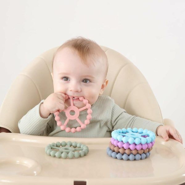 Chupetas |   Conjunto de 3 Chupetas de Anel – Brinquedos de Silicone para Alívio da Dentição de Bebês de 0 a 6 Meses – Mordedores para Bebês de 6 a 12 Meses e 12 a 24 Meses – Brinquedo Fácil de Segurar para Alívio da Dentição – Roxo, Rosa e Branco Chupetas Chupetas