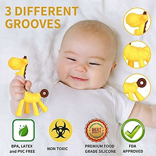 Chupetas |   Brinquedos de Dentição para Bebês – Mordedor de Silicone para Bebês – Livre de BPA – Alívio para a Dentição e Gengivas Sensíveis – Escova de Dente em Forma de Banana – Conjunto de Mordedores em Forma de Fruta e Girafa para Meninos e Meninas Bebês Chupetas Chupetas